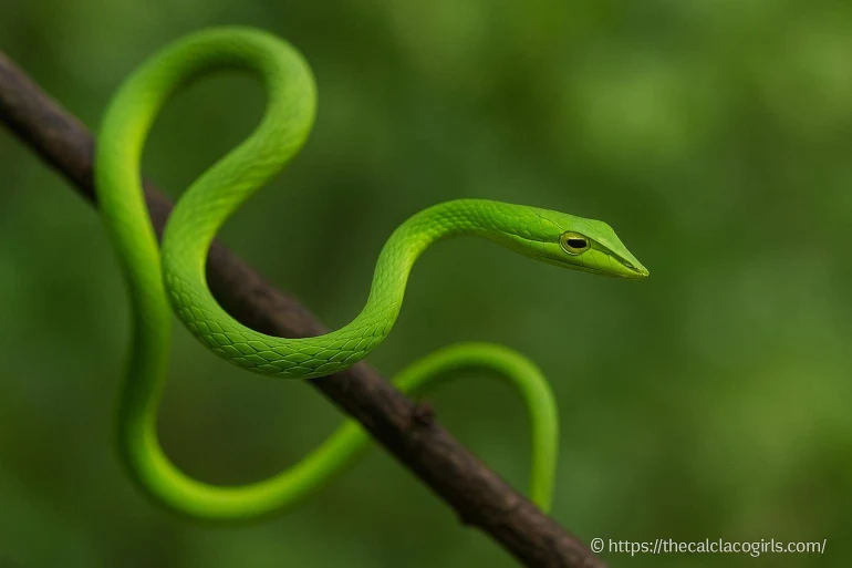 Serpent des vignes : découvrez sa finesse verte et son agilité remarquable