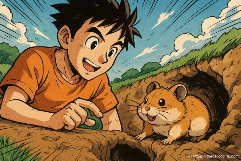 Garçon souriant et hamster sortant terrier