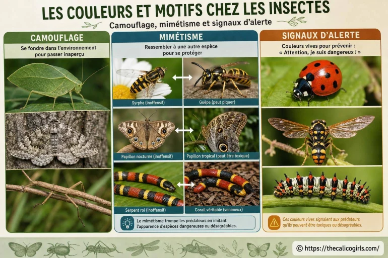 Les couleurs et motifs chez les insectes : camouflage, mimétisme et signaux d’alerte