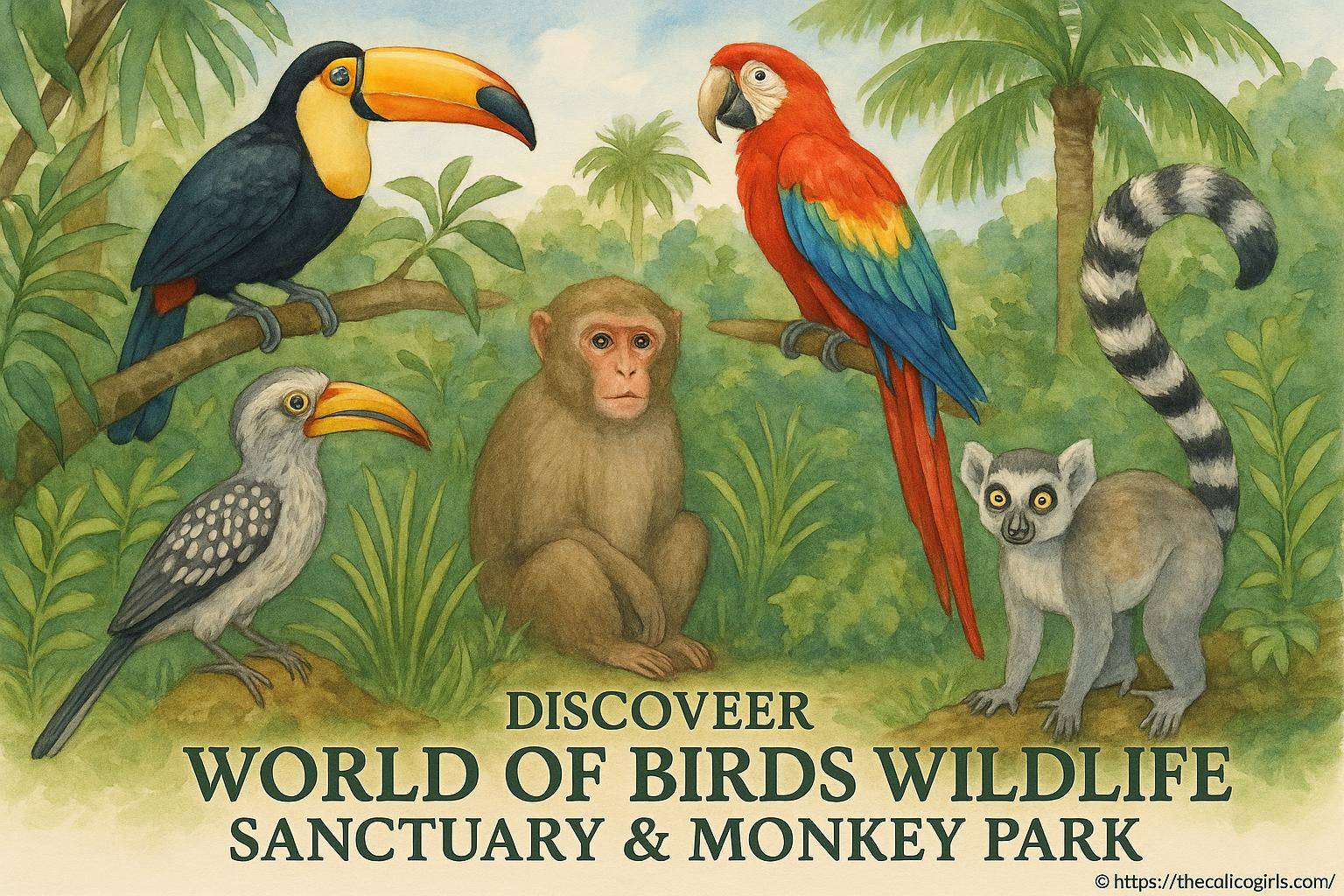 Présentation de World of Birds Wildlife Sanctuary & Monkey Park : parc animalier et nature