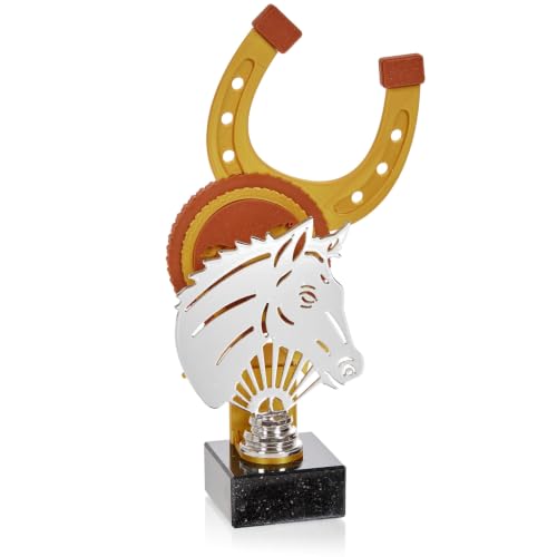 Trophée déquitation 27,5 cm en métal avec motif 3D et gravur