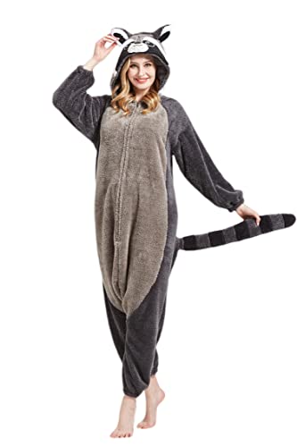 Grenouillère Unisexe Adulte Raton Laveur Gris, Pyjama Animal