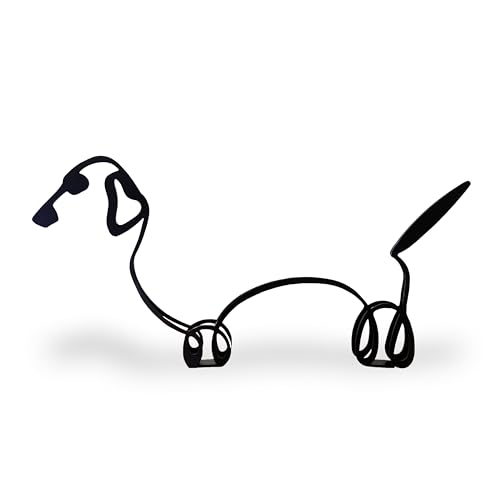 Statue métallique noire minimaliste avec charmant teckel, ch