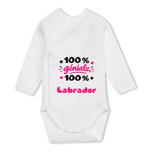 Otshirt Body Bébé Manches Longues 100% Géniale 100% Labrador