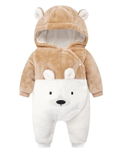 WYTbaby Combinaison Bébé Hiver Polaire à Capuche, Manches Lo