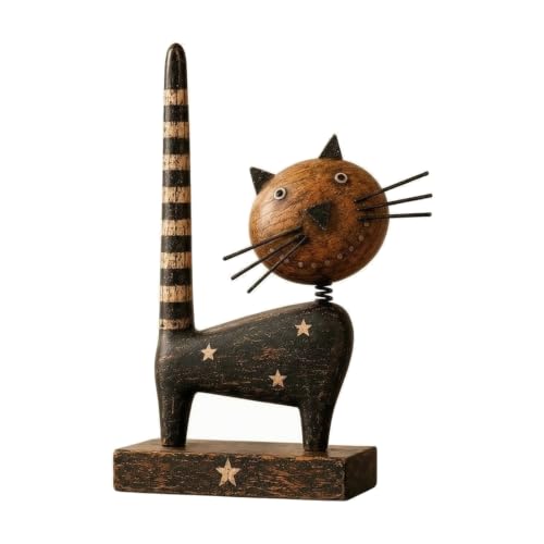 PETSOLA Statute Chat Ressort Au C à Finition Vieillie Décora