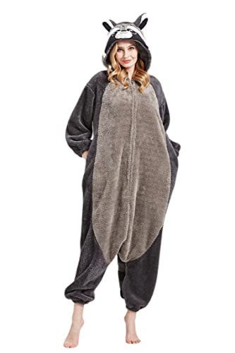 Grenouillère Unisexe Adulte Raton Laveur Gris, Pyjama Animal
