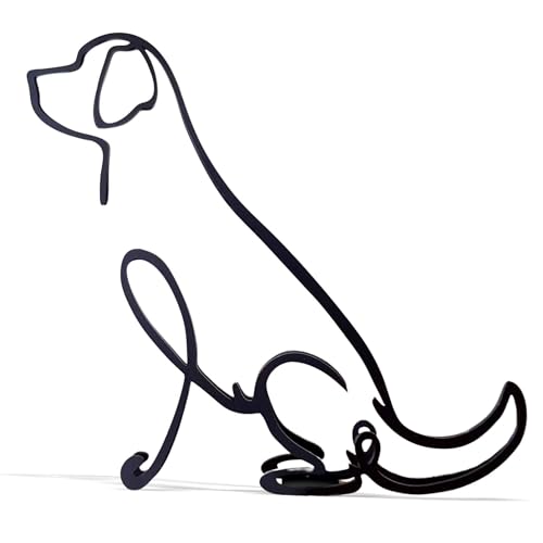 Black Metal Golden Retriever Dog Statue Stylish Figurine For