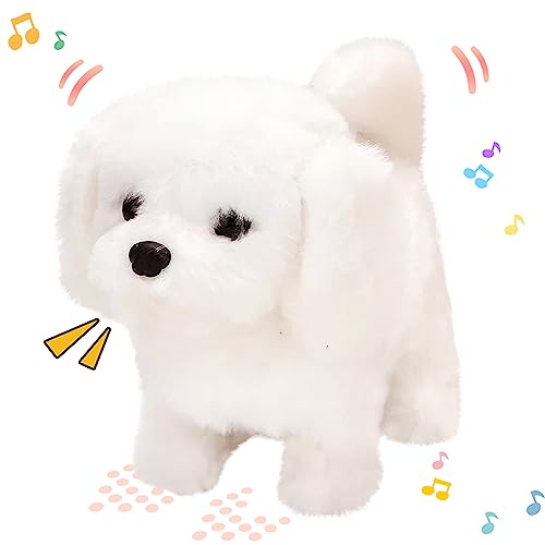 Hopearl Chien Marchant Bichon Animal de Compagnie Interactif