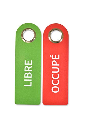 SynMe 10 x 2 Panneaux de Porte Libre/OCCUPÉ - chacun 27 x 8,5 x 0,5 cm - Anneau de Protection en métal implémenté pour la durabilité - Feutre de Polyester résistant à l'eau Germany (10)