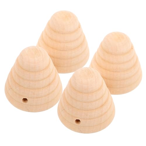 LOLIPPYY Décoration Ruche en Bois Massif 4 Pièces DIY Mini R