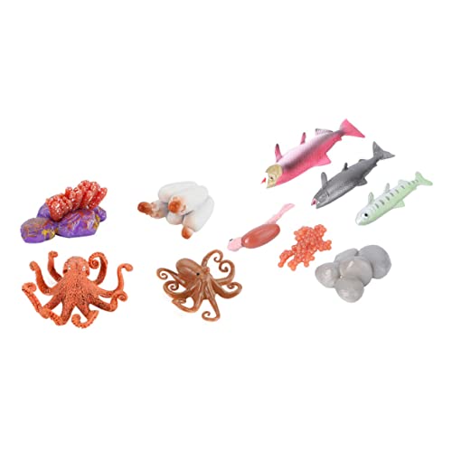 UPKOCH Modèle Miniature de Cycle de Vie Saumon Pieuvre en Pl