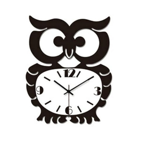 Fenical Horloge Murale Forme Chouette Noire en Acrylique Sil