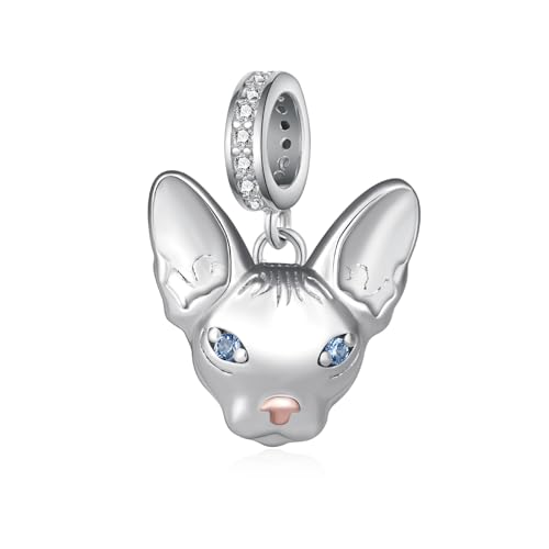 Sphynx Cat Charms pour Bracelets 925 argent Sterling Charm c