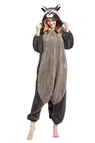 Grenouillère Unisexe Adulte Raton Laveur Gris, Pyjama Animal