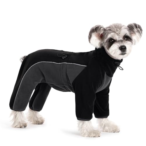Manteau en polaire pour chiens de petite et moyenne taille - Combinaison pyjama avec jambes, veste coupe-vent pour animal de compagnie, veste chaude pour temps froid - Vêtement de neige confortable