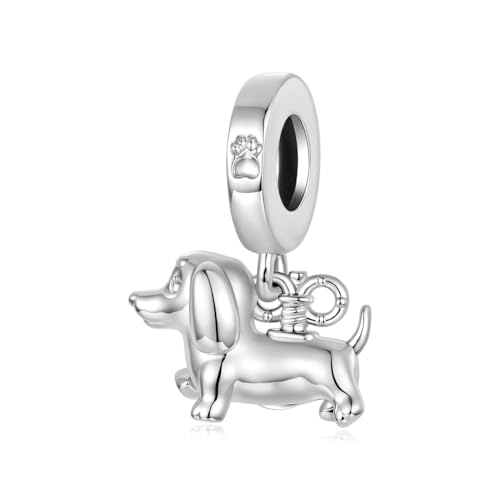 Breloque en argent sterling 925 en forme de teckel pour brac