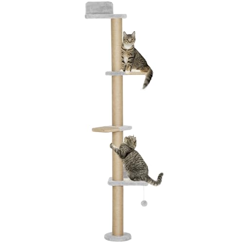 PawHut Étagères Murales pour Chat 180 cm, Arbre à Chat avec