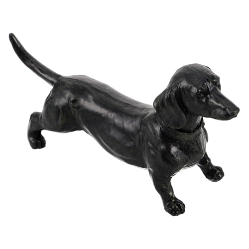 WRITWAA Statue Décorative de Chien en Résine Noire de Teckel