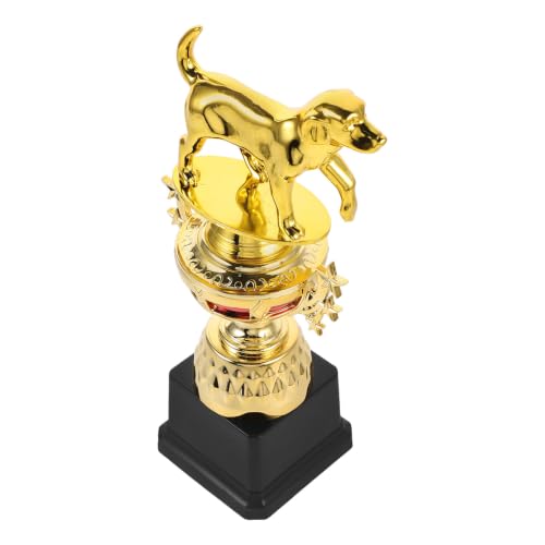 Trophée de Chien Sportif en Plastique Or Base Noire et Plaqu