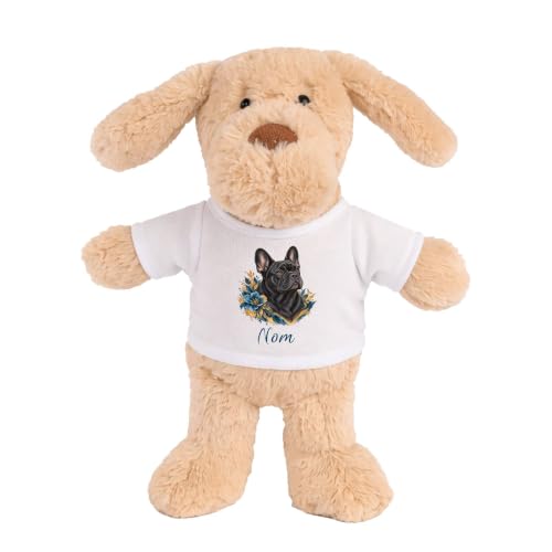 Planetee Doudou Peluche Chien Bouledogue Français Noir : Aqu