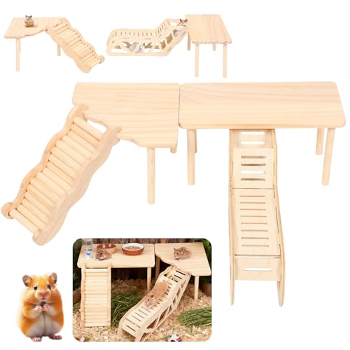 BOBASH 4 Pièces Plate-Forme de Jeu en Bois pour Hamsters Nai