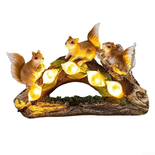 BEAZOOM Statue décureuil solaire en résine résistante aux in