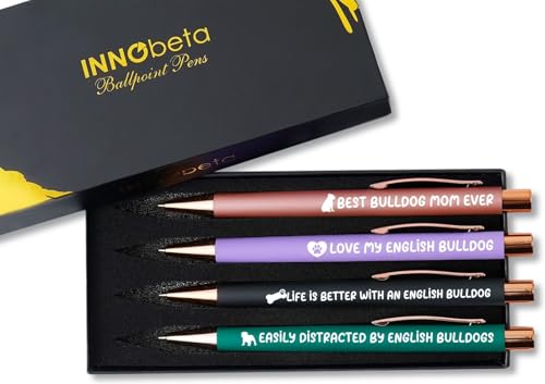InnoBeta Lot de 4 stylos à bille pour les amoureux des chien