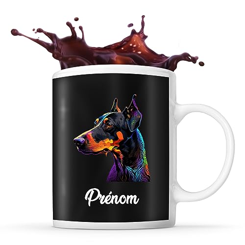 Planetee Tasse Dobermann Style Pop Prénom Nom Personnalisabl