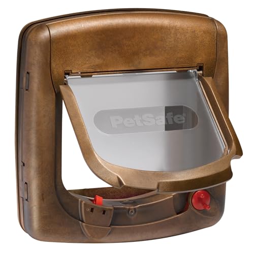 PetSafe - Chatière Magnétique Deluxe Staywell pour Chat avec Système de Verrouillage à 4 Positions - Collier avec clé magnétique - Facile à Installer - Finition Bois