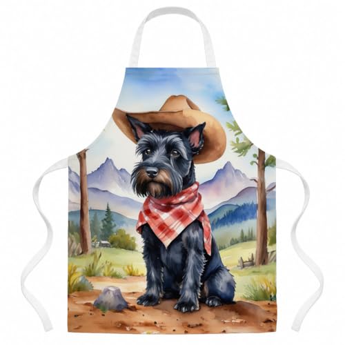Caroline's Treasures Tablier de bienvenue Scottish Terrier Cowboy pour adultes, femmes, hommes, grand, multicolore