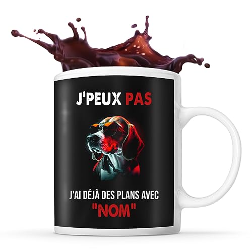 Planetee Tasse Beagle Cool Lunette de soleil Prénom Nom Pers