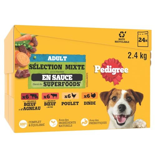 PEDIGREE Repas pour Chien en Sauce, 48 Repas en Sachets Fraî