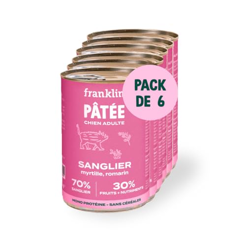 FRANKLIN - Pâtée pour Chien - 70% de Sanglier - 6 x 400g