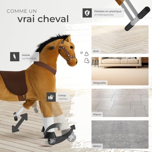 Tectake® Cheval à Bascule et à roulettes - Poney Jouet et Ca