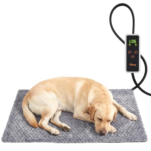 Toozey Tapis Chauffant pour Chat et Chien, 6 Niveaux, Minuterie, 90x60cm