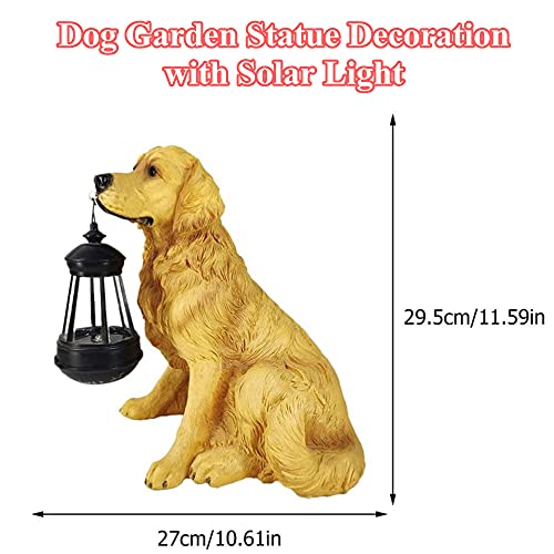 Statue dextérieur Golden Retriever avec lumières solaires, L