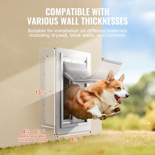 VEVOR Chatière Murale, Porte pour Chien et Chat avec Cadre e