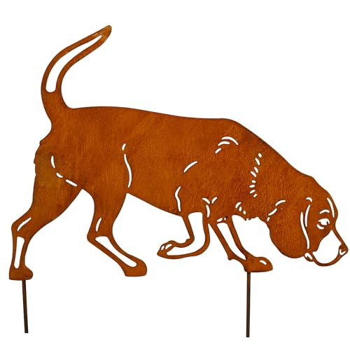 Bornhöft Labrador Beagle - Décoration de jardin en métal rou