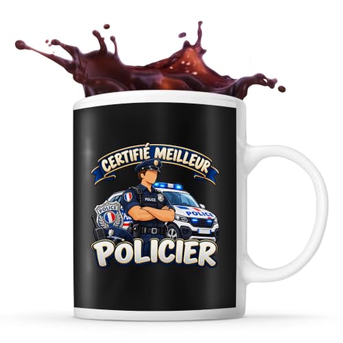 Otshirt Mug Noir Certifié meilleur policier | modèle 2 | Tas