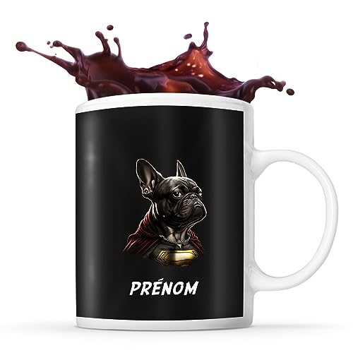Planetee Tasse Bouledogue Français Super Héro Prénom Nom Per