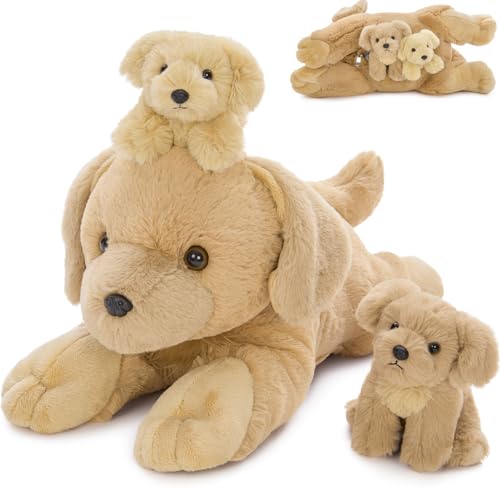 MorisMos de 3 en 1 Le Golden Retriever en Peluche avec bébés