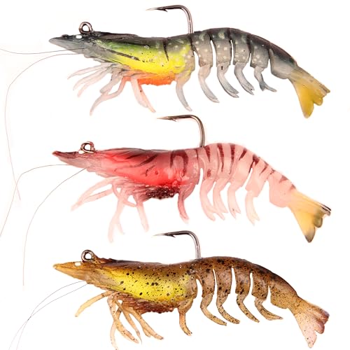 EXAURAFELIS Lot de 3 leurres de pêche pour pêche à la crevet