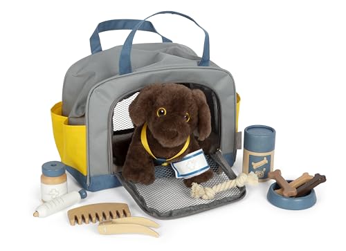 Small Foot Chien avec Sac et Set de Soins, Jouet Animal Dome