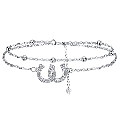 J.MUEN Bracelet Cheval Femme en Argent Sterling 925 Réglable
