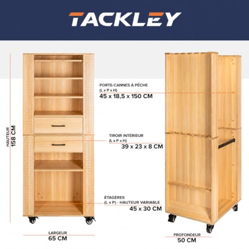 Tackley Armoire à matériel de pêche, 65 × 50 × 158 cm, Color