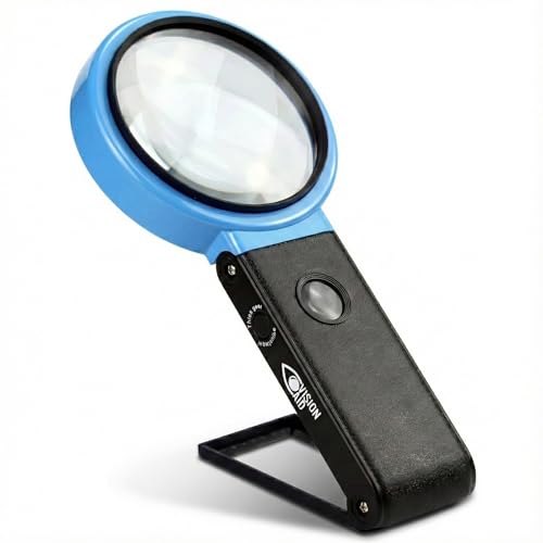 VISION AID Loupe 30X avec 21 Lumières LED | Loupe Mains Libr