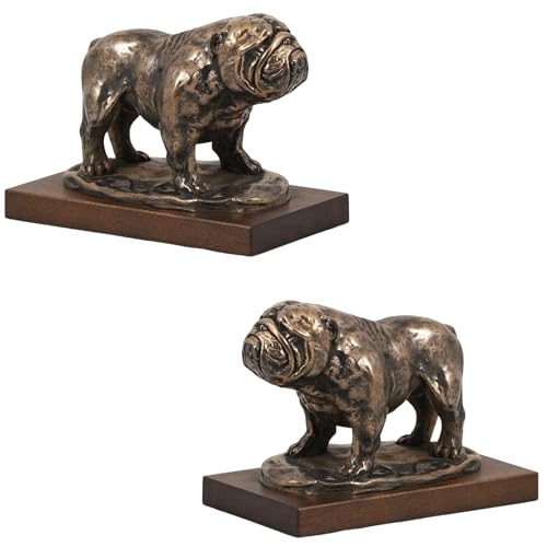 Art-Dog Dog Statue de Base en Bois - Édition Unique ArtDog Collection - Sculpture de Chien Faite à la Main pour Les Amateurs de Chiens - Statue English Bulldog I