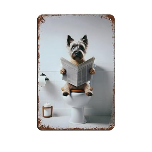 Poster rétro en métal pour salle de bain Motif cairn terrier
