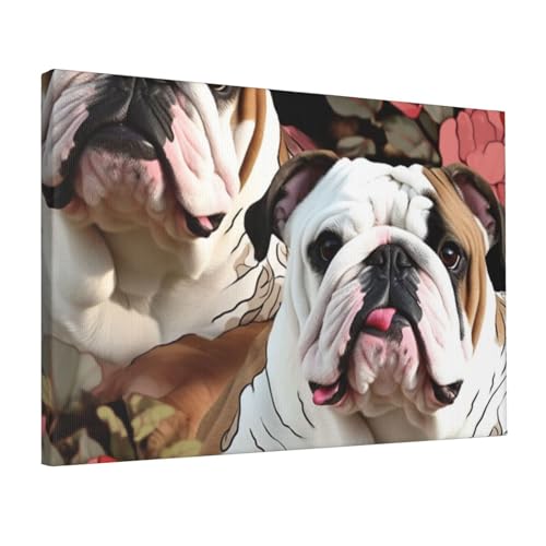 YKLJG Impression sur toile de bouledogues anglais 45 x 30 cm